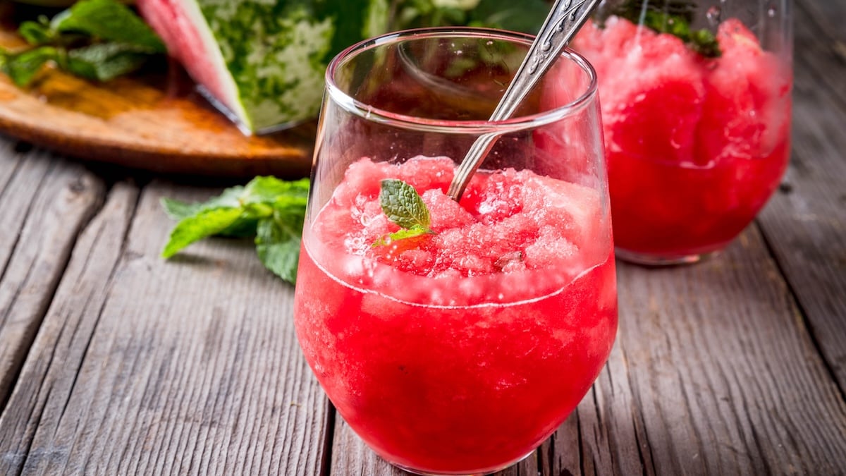 Granita à la pastèque et basilic